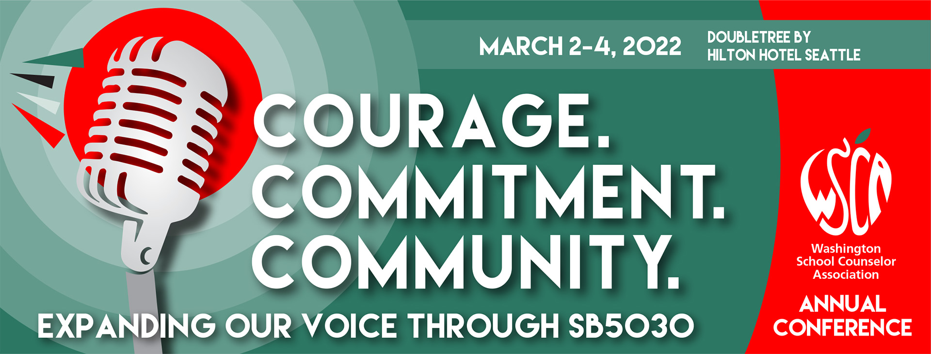 Washington School Counselor Association (WSCA) March 2-4, 2022 header