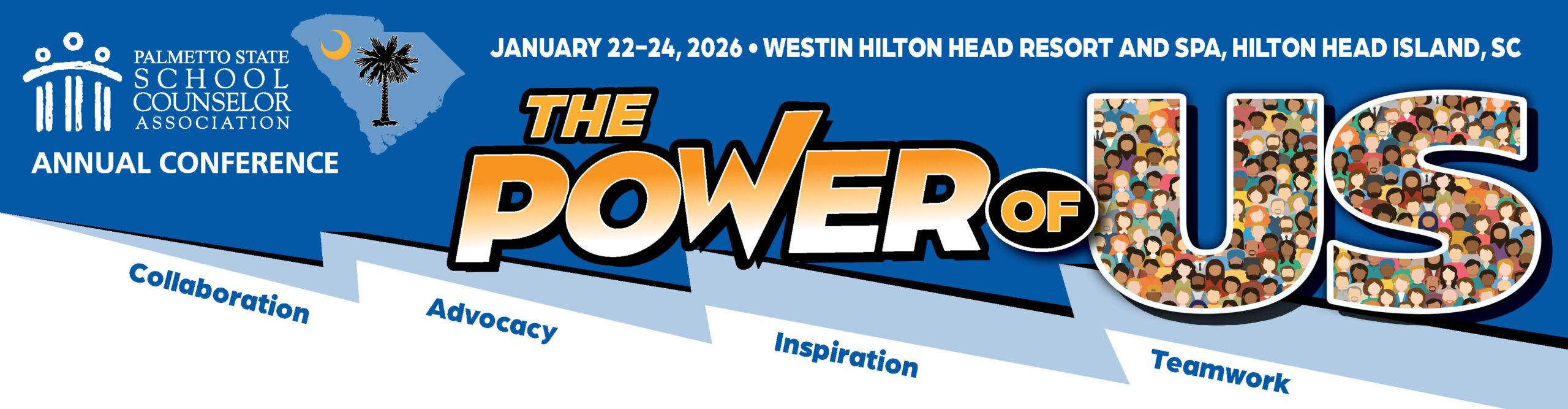 Palmetto State School Counselor Association January 22-24, 2026 Conference logo The Power of Us